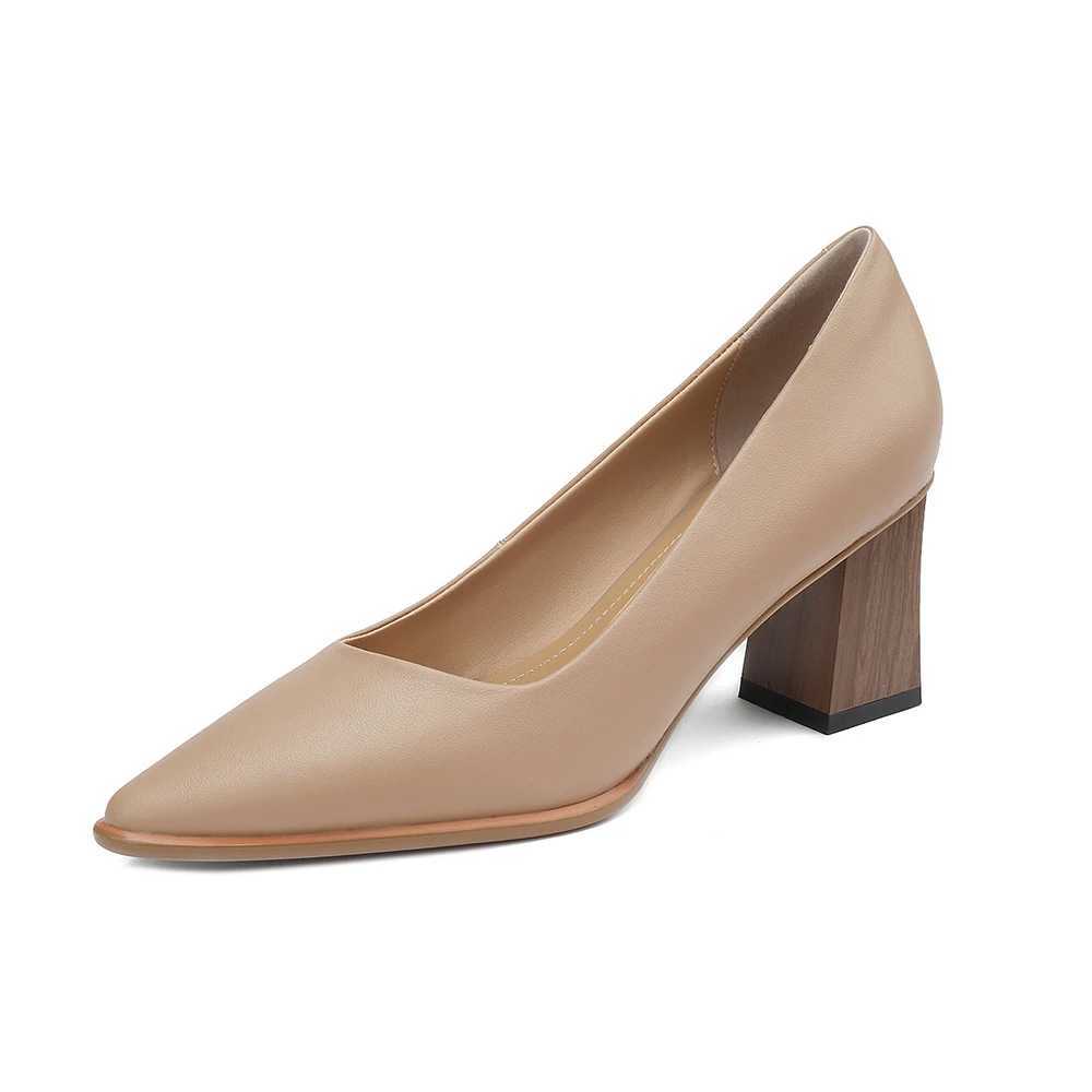 High Quality Womens Pump Autumn New Elegant Pointed Toe Pu Handmade Office Womens High Heels Shoes Black Size 40 T241024