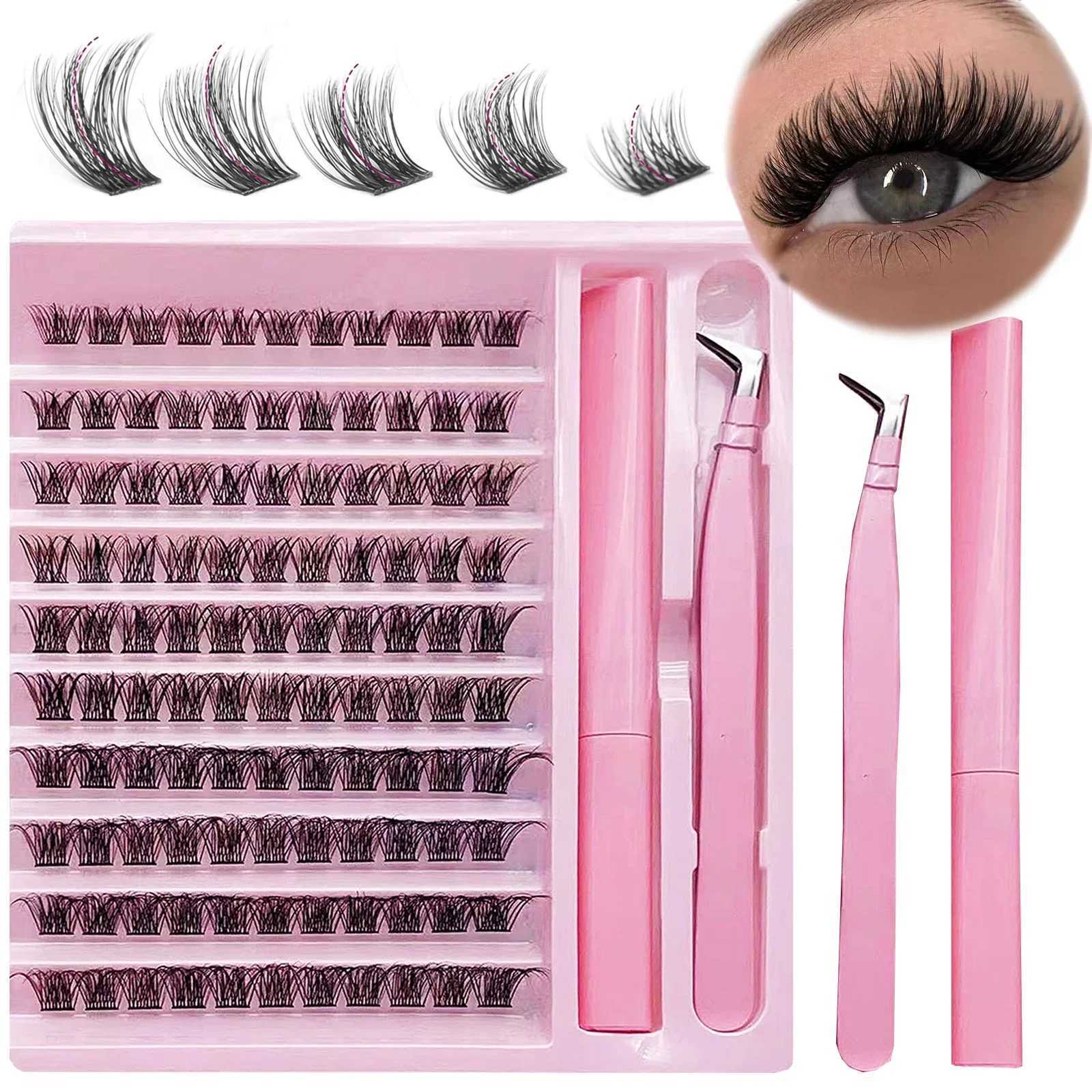 DIY eyelash cluster expansion kit 110 clusters single eyelash kit with adhesive fake eyelash cluster with tweetsW241024