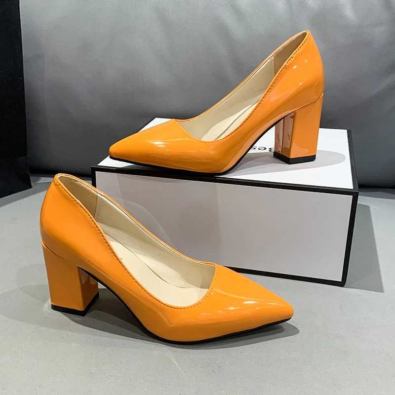 High Quality Colorful pump womens shoes 7cm high toe toes Fi thick high heels patent leather womens shoes Plus size 49 50 T241024