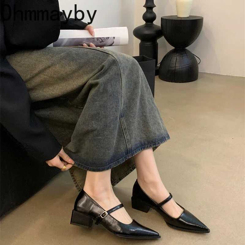 High Quality Fashionable Thick Heel Womens Mary Jane Shoes Fi Shallow Toe Womens Comfortable Office Pump Shoes T241024