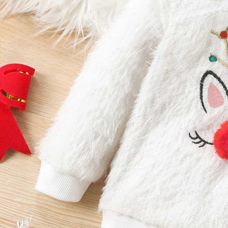 Citgeett Winter Christmas Childrens Girls Sweater Crew Collar Long Sleeve Reindeer Pattern Knitted Fuzzy Loose Suitable Zipper Top W241025