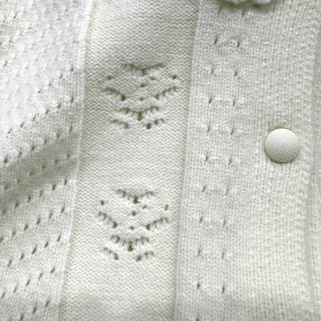 Girls chic cut style sweater jacket floral collar spring knit autumn and winter long sleeved cardigan new 2024 W241025