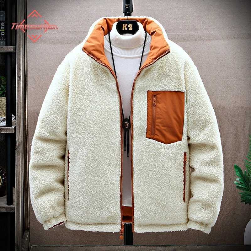 Winter mens wool outdoor jacket double-sided jacket mens thick fur warm and comfortable jacket collar Flce jacket W241024