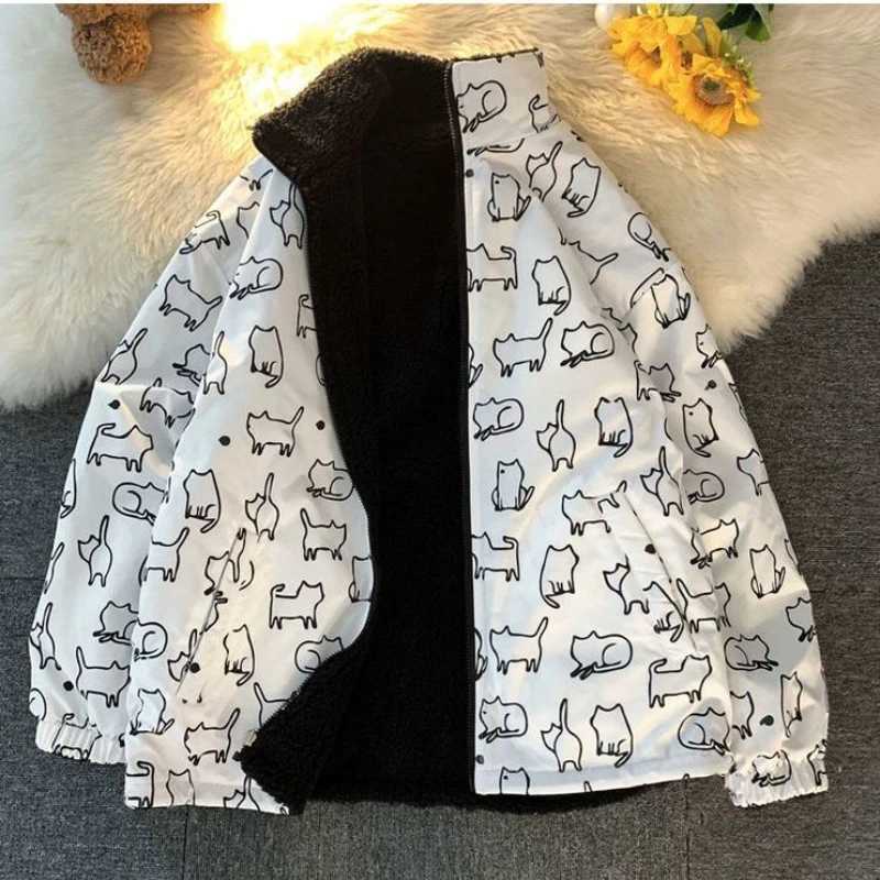 Autumn and Winter Mens Down Jacket Loose Casual Day Y2k Cotton Pad Jacket Solid Color Double Strand Cashmere Park W241024