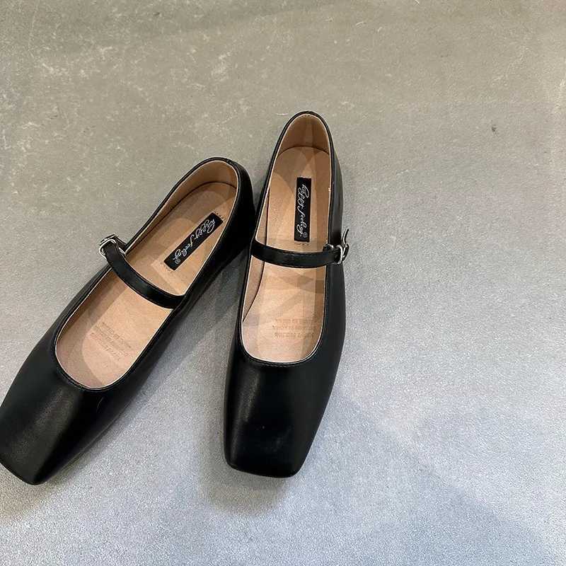 High Quality Femme Zapatos French womens shoes spring low heel Sier leather shoes thick heel elegant womens shoes Mary Jane single shoe T241024