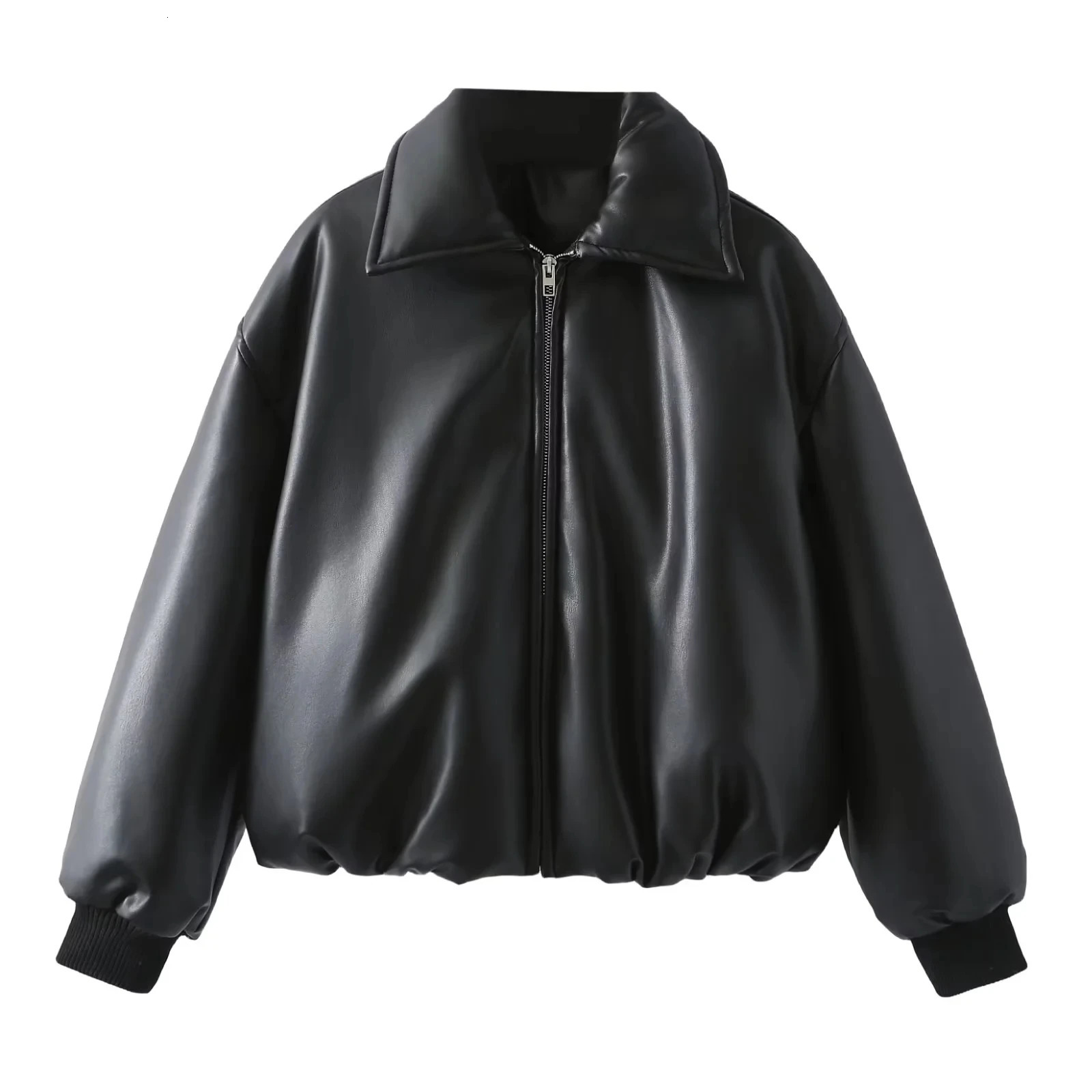 Womens Leather Jackets Coat Winters Outwear Solid Streetwear Warm Thick Long Sleeve Jaqueta De Couro Preta Jacket Women insz 241024