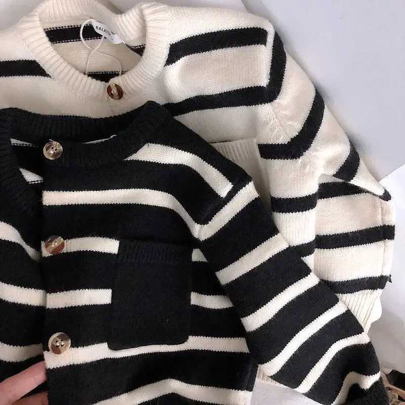 Childrens soft wax striped sweater cardigan suitable for boys and girls in spring and summer W241025