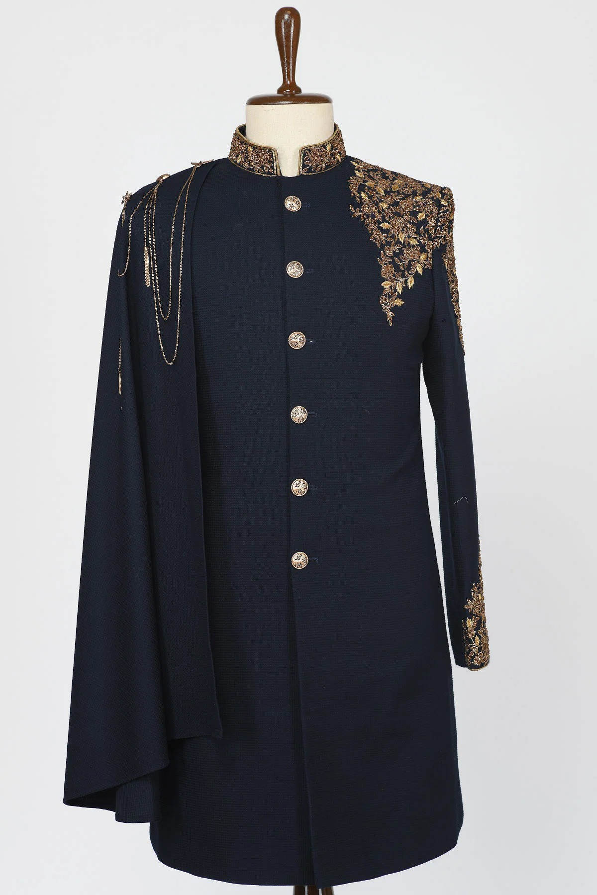 Retro Men's Overcoat Stand Lapel Tailored Appliques Tassel Jacket 2 Piece Set Blazer Autumn Winter Plus Size Windbreaker Custom Made Coat+Pants