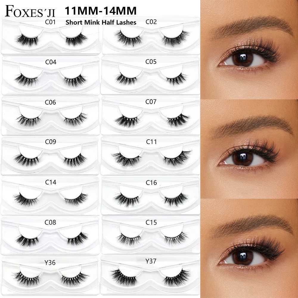 FOXESJI Real Mink Half Eyelash Short Natural False Eyelash Reusable Fluffy Soft Strip Half Eyelash Extended Daily EyelashW241024