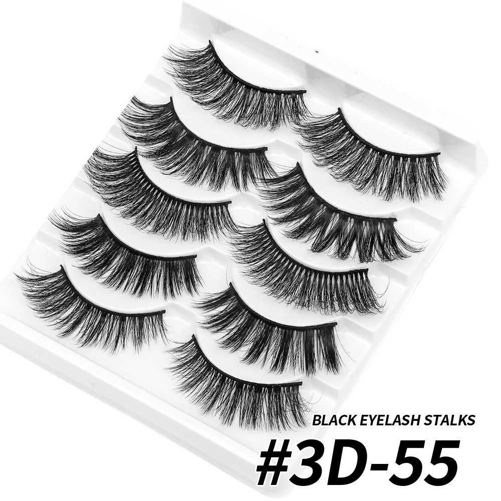 QSTY 5 pairs of 3D mink wig thick curly eyelashes full length eyelashes eyelash extensions fashionable womens eye makeupW241024