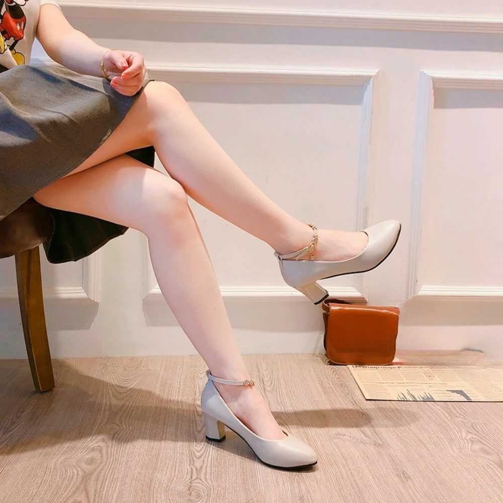 High Quality Womens High Heels Spring/Summer Thick High Heels Comfortable Fi Womens Shoes Cute Buckle High Heels Size 34-41 T241024