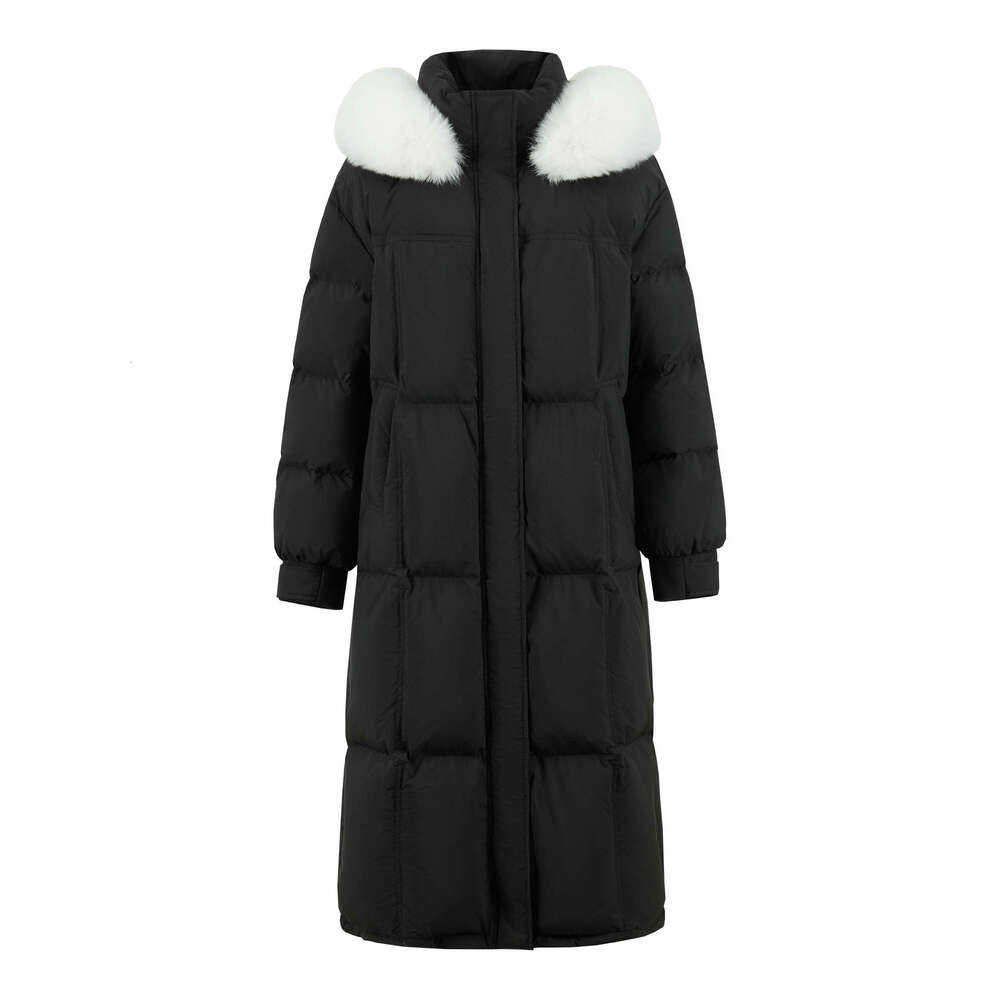 FSLE 207.2G Filg Amount 5 Color Long Down Coat For Women 2024 Winter Fox Fur Collar Hooded Warm Elegant Jacket 24Fs14057
