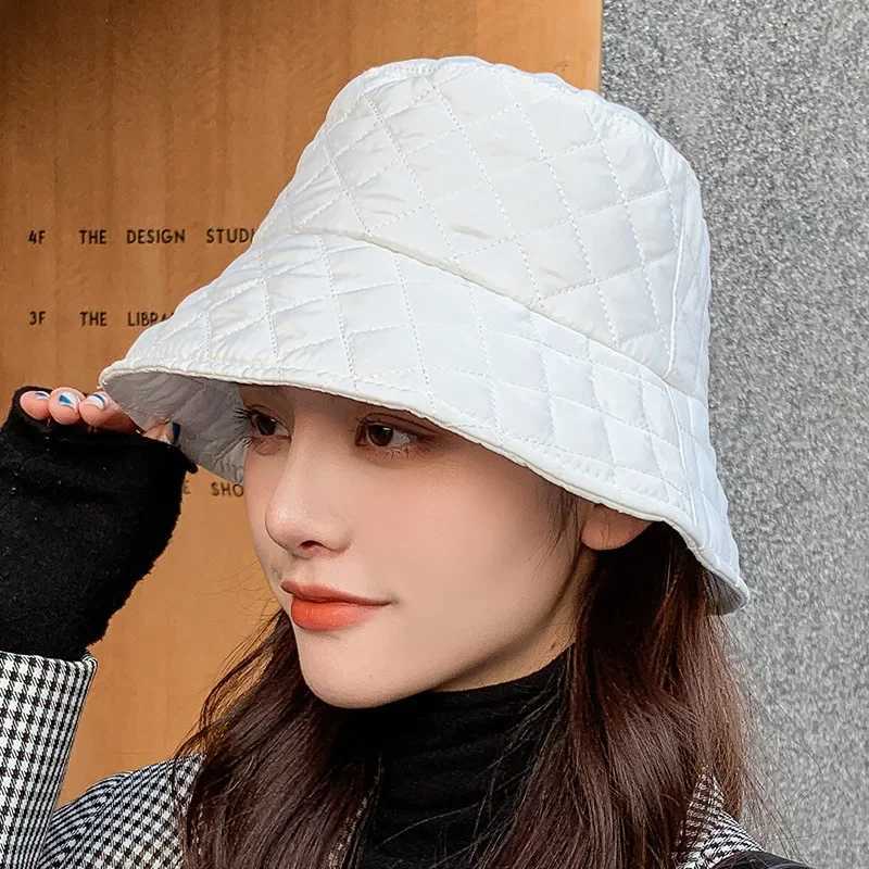 New Fisherman Hat for Men Women Autumn Winter Basin Panama Hats Korean Fashion Unisex Outdoor Rhombus Lady Cold Warm Bucket CapX241025