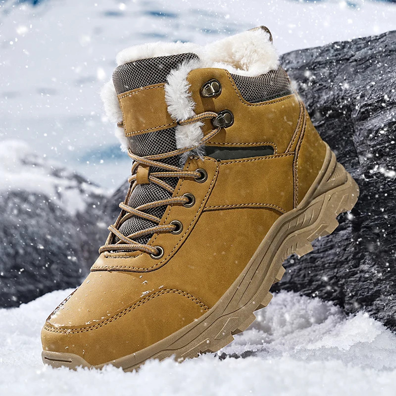 Mens winter snow boots waterproof leather sports super warm mens boots outdoor mens hiking boots work travel shoes size 39-48 241024