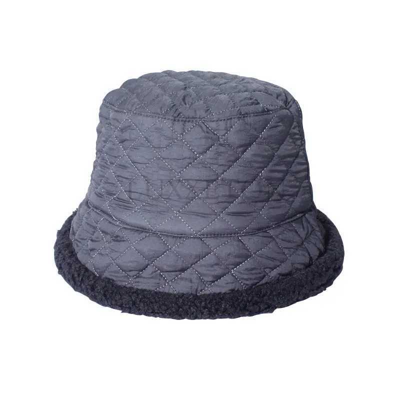 Lamb Fur Fisherman Cap Autumn Winter Fur Warm Female Hat Ear Protection Men and Women Solid Bucket Cap Outdoor Sun Panama HatX241025