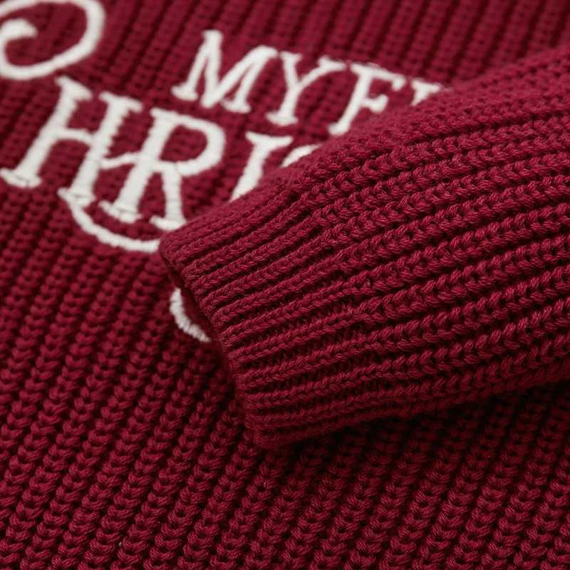 My First Christmas Baby Girls Clothes Newborn Knitted Sweater Kid Winter Warm Casual Jumper Long Sleeve Letter Pullover Knitwear W241025