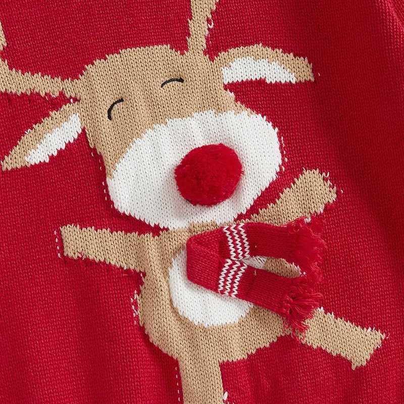 Pudcoco childrens baby girl boy Christmas sweater long sleeved reindeer print knitted pull-out baby skydiving top 1-5T W241025