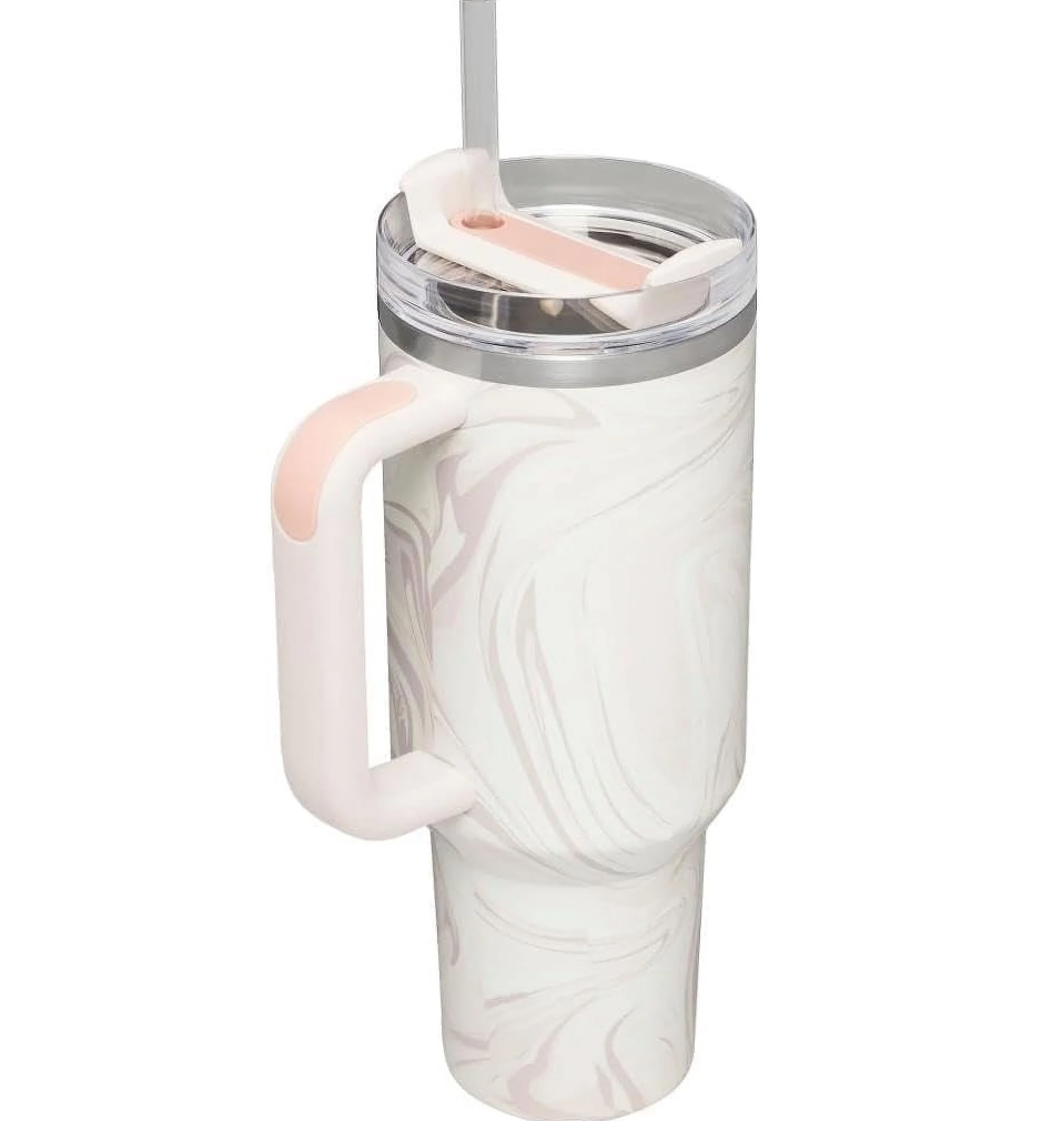 US Stock Wicked 40oz Tumblers Bow Cap LOVE SHACK FANCY Cups Rose Blue Magnolia Lilac Floral Stainless Steel Tumblers with Silicone Handle Lid Straw Mu