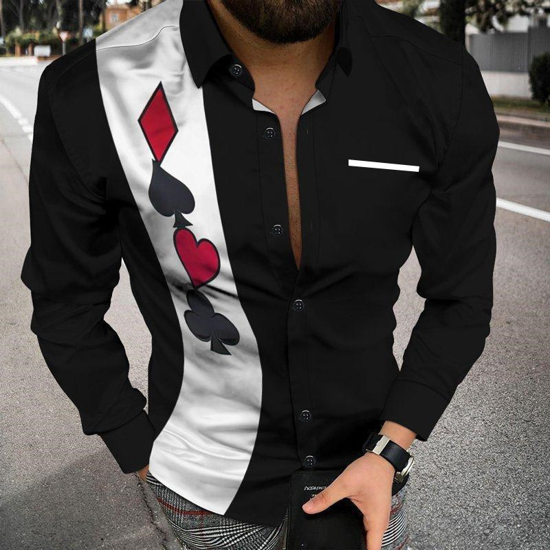 Men's Casual Shirts Fashion Men Shirt Turndown Collar Button Plaid Contrast Color Print Long Sleeve Tops Mens Clothes Hawaii Cardigan 220915