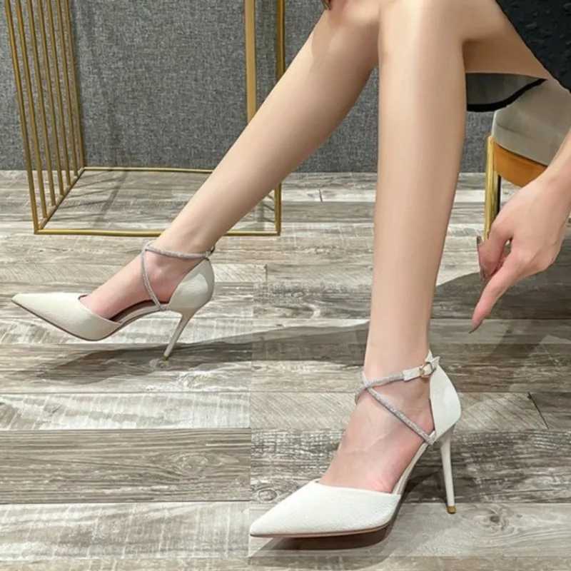 High Quality Rhine New Womens High Heels Fi Buckle Wedding Womens Boots Pointed Stiletto Shoes Fi T-Heel Sandals T241024