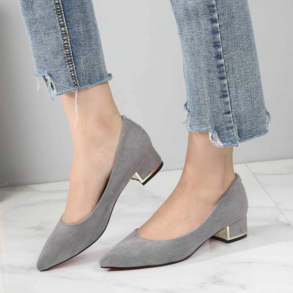 High Quality New Womens Elegant Casual Office Red and Black Shoes Womens Thick High Heels Womens Sliding Corner Toes Fi Dress Party Pump F0001 T241024