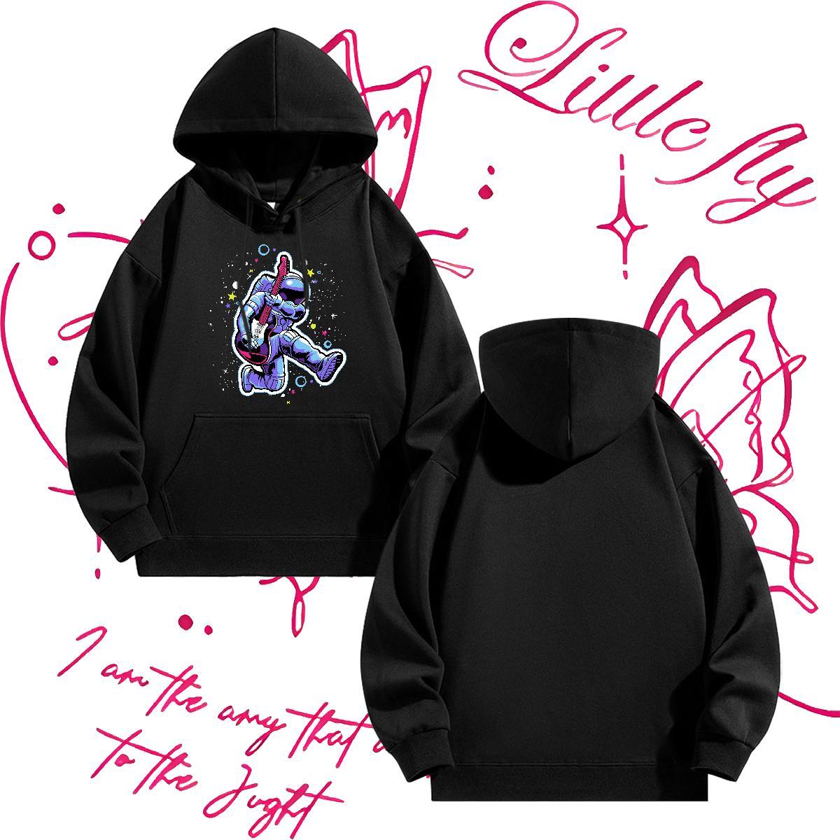 Fashion Design Men Hoodie Daily Wear Loose Fit Hoodie Pullover Hooded Collar Long Sleeve Plus Size Cartoon Tops Hoodie Warm Fleece