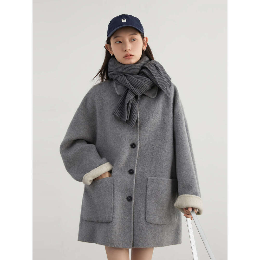 CHIC VEN Women Woolen Coat Single Breasted Loose Casual New Double-Sided Female Short Jacket Ladies Clothes Autumn Winter 2024