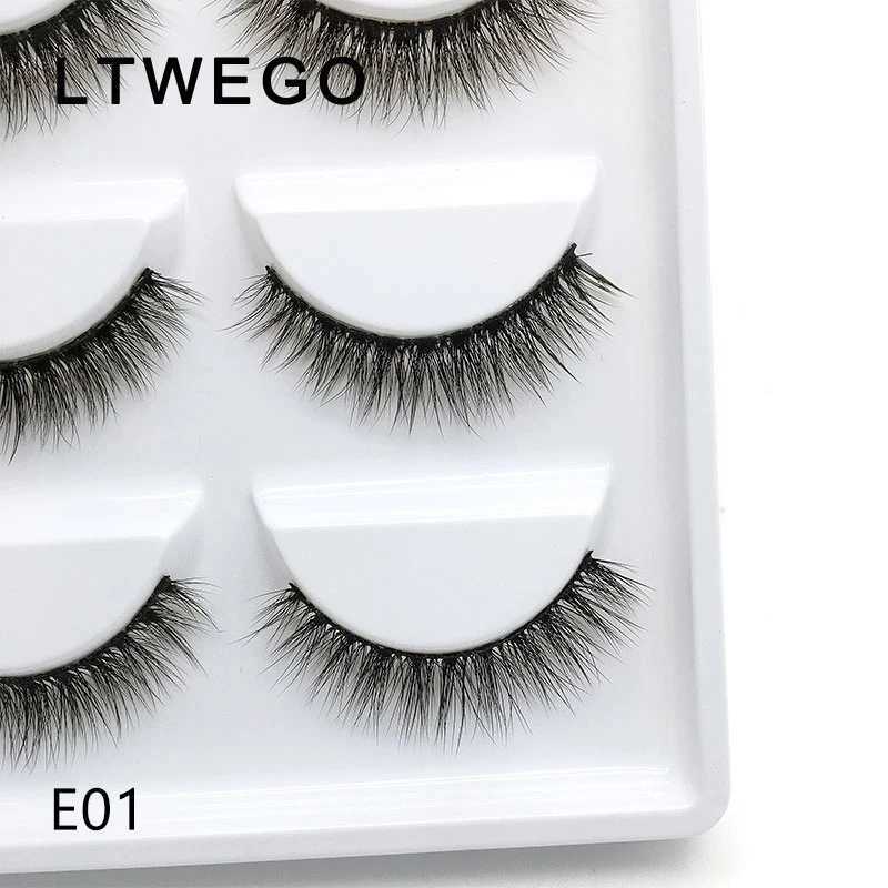 LTWEGO 5 pairs of fluffy artificial mint eyelashes natural long holiday eyelash extension hand rolled 3D eyelash makeupW241024