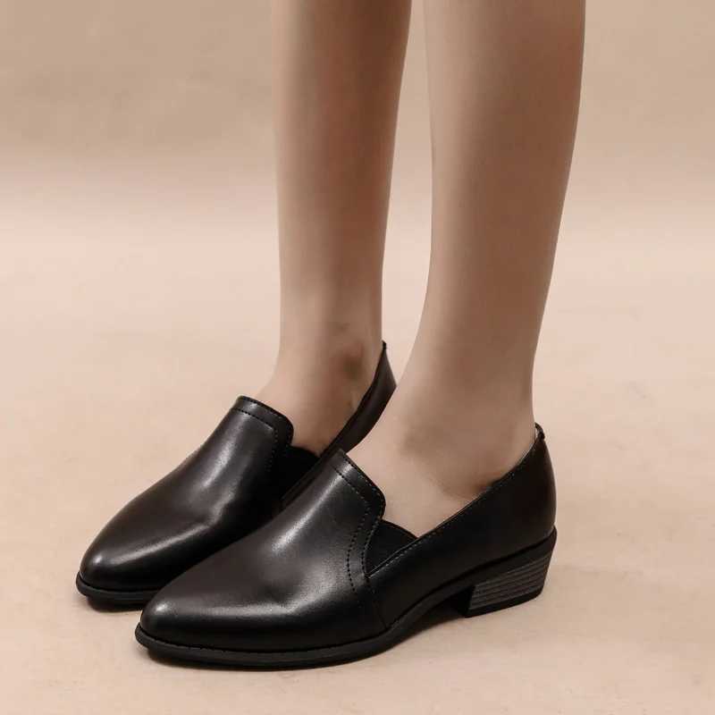 High Quality Pointed Toe Shoes for Women Slip Ladies Pumps Low Heel Shoes Spring Autumn Shallow Breathable Solid Color Adhesive Flawless Cream T241024