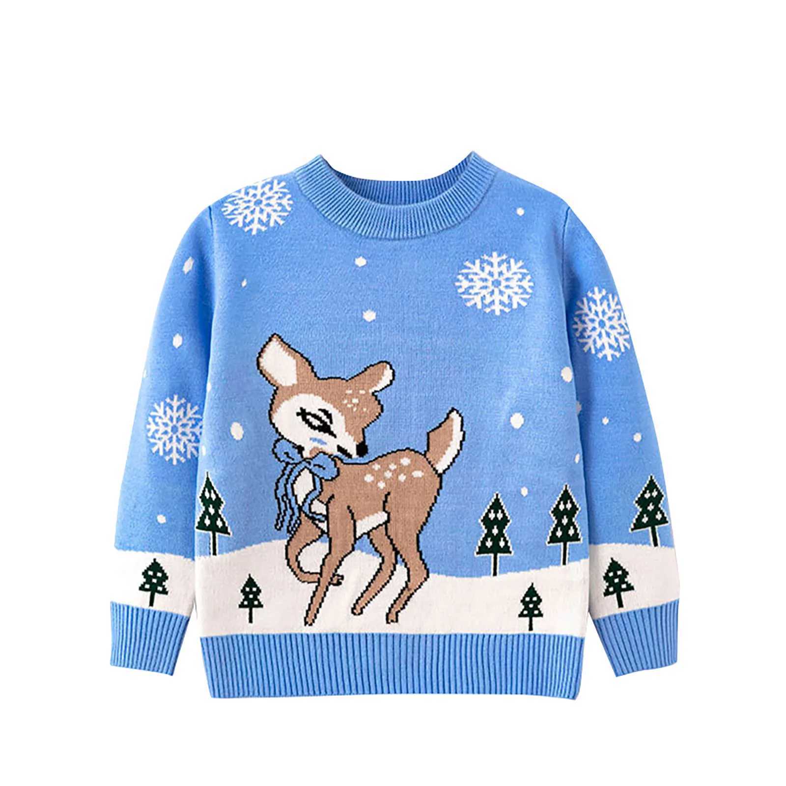 Children teenagers boys and girls Christmas cartoon knit printed sweater knit W241025