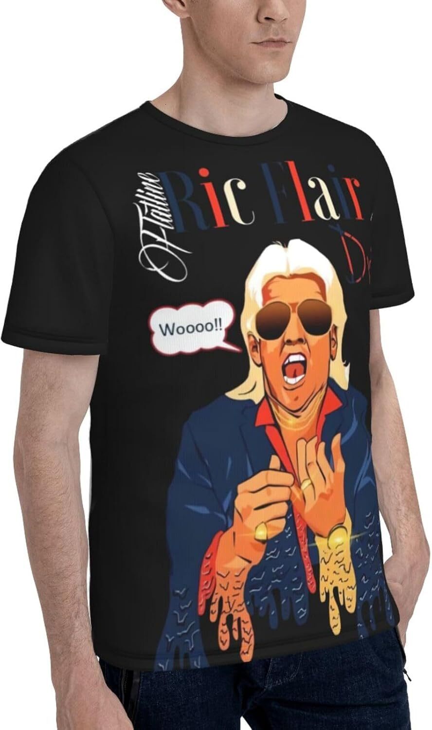 Mens T shirt Wooo-RIC Flair Shirt Mens Short Sleeve T Shirts 3D Printing Fashion Tee Shirt Large Black tee Casual tops summer clothes Hip hop trend co