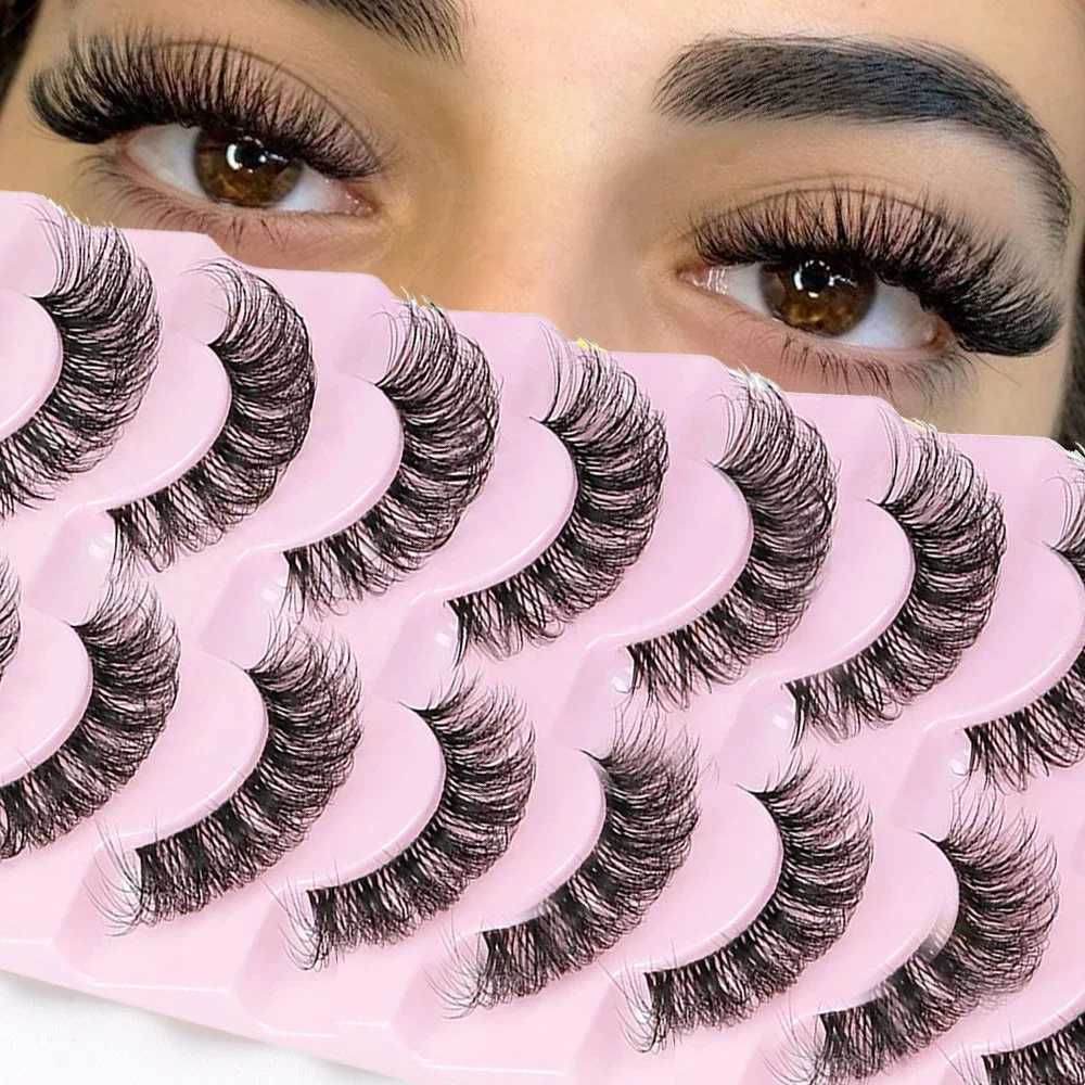 10 pairs of fake eyelashes 6D super fluffy Wispy artificial mink eyelashes cat eye effect dramatic eyelash extension makeupW241024