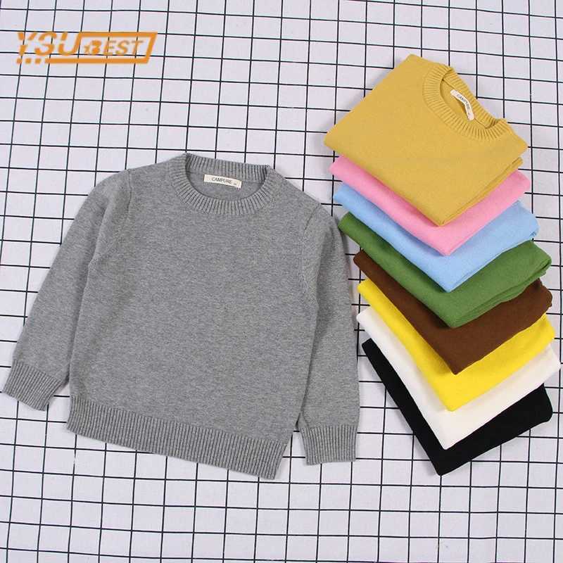 Childrens Baby Boys and Girls Solid Color Pullover Sweater Casual Autumn Baby Boys and Girls Long Sleeve Candy Color Knitted Childrens Sweater W241025