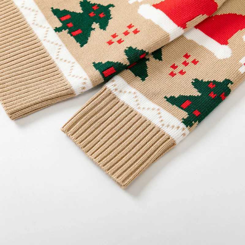 Christmas Bottom Sweater Winter Boys and Girls Christmas Warm Cotton Zipper Childrens Knitting Autumn Childrens Printed Knitting 2-6 Years W241025