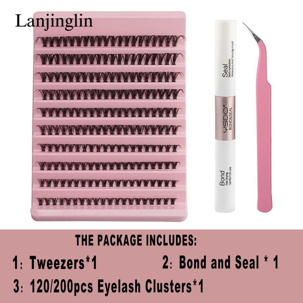 DIY eyelash extension kit 120/200pcs personal eyelash clusters 8-16mm mixed eyelash cluster adhesive and sealing as well as eyelash applicationW241024