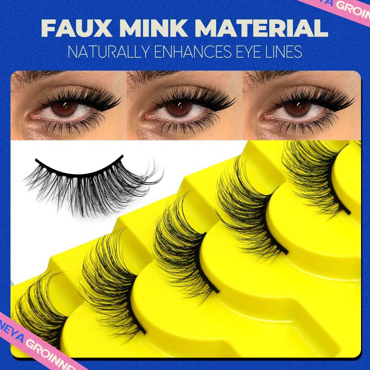 Groinneya Half Eyelash 5/7/10 Double Half Eyelash Soft Natural Cat Eyelash Makeup Tool False Eyelash Extension Fluffy Artificial RollW241024