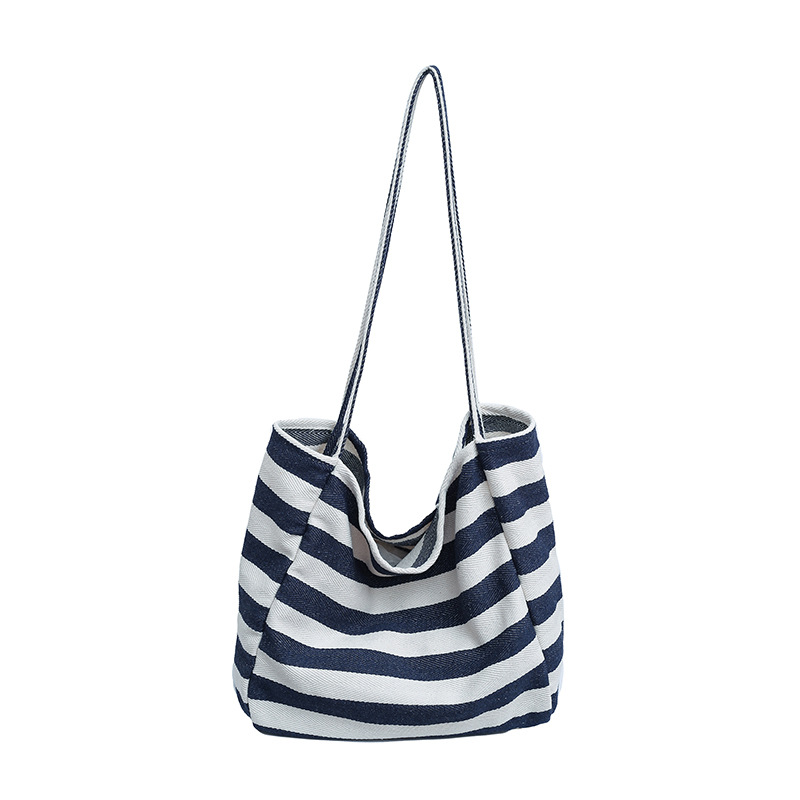 2025 Designer 2024 New 3 Autumn/Winter Striped Relaxation Tote Lazy Style Large Capacity Shoulder Women's Bag