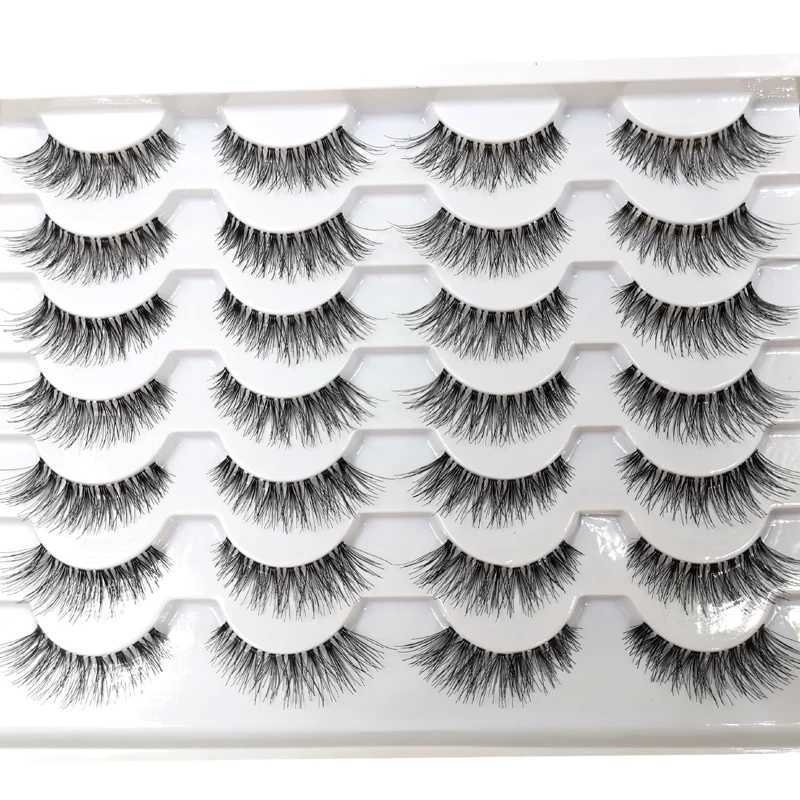 14 pairs of handmade transparent false eyelashes soft cross natural long eyelashes daily makeup tools thick false eyelash artW241024