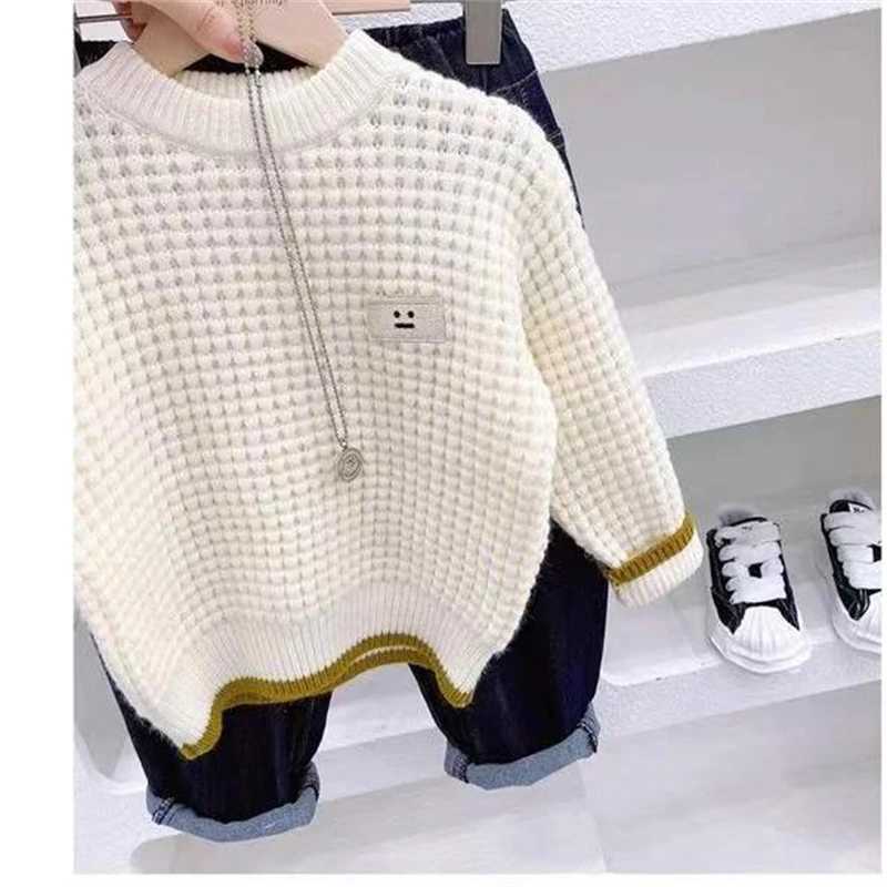 2023 New Childrens Soft Skin Friendly Boys Casual Simple Girls Fashion Full Match Spring/Summer Coat Knitted Sweater Trend W241025