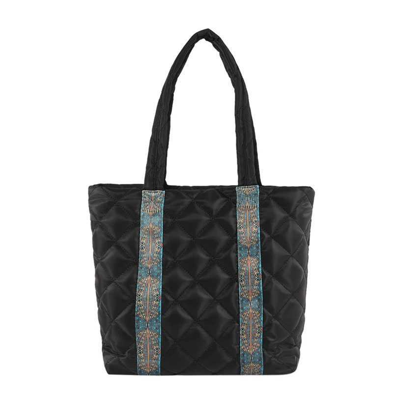 Puffer Tote Bag for Women Quilted Handbag Large Capacity Satchel Purse Work Travel Shop 241025