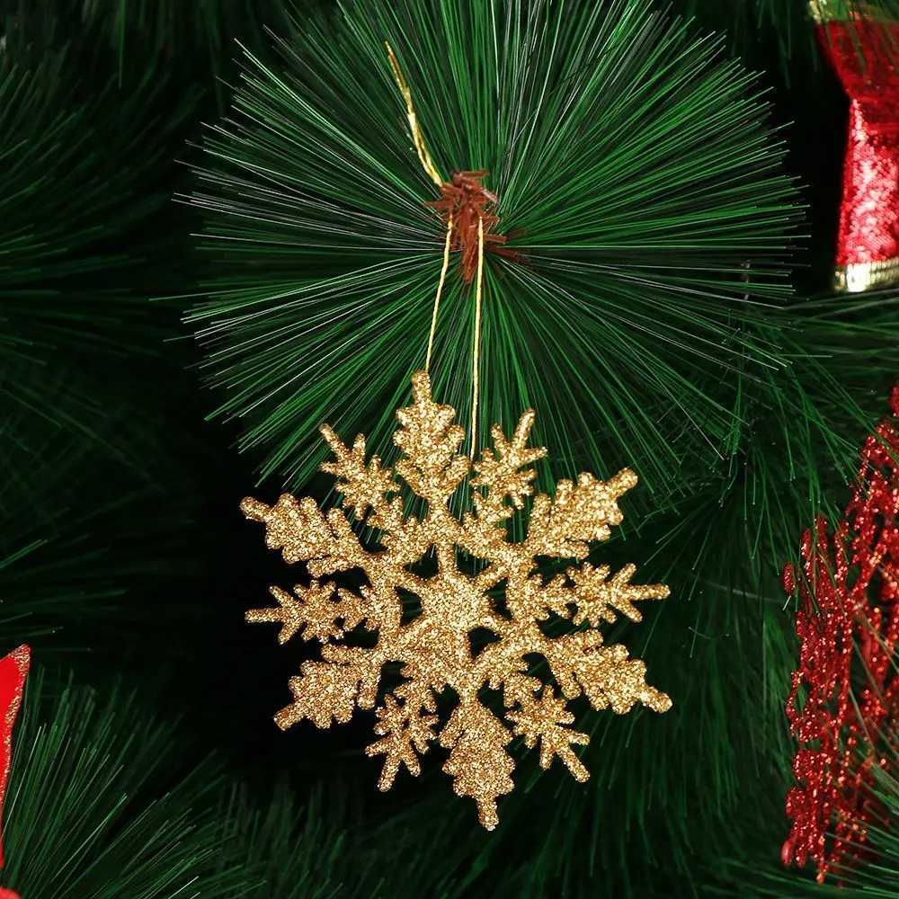 12Pcs 75cm Gold Powder Snowflake for Xmas Charming White Christmas Tree Decor Xmas Party Holiday Christmas Ornaments Home Decor C251030