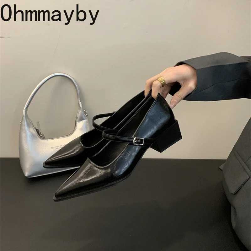 High Quality Fashionable Thick Heel Womens Mary Jane Shoes Fi Shallow Toe Womens Comfortable Office Pump Shoes T241024