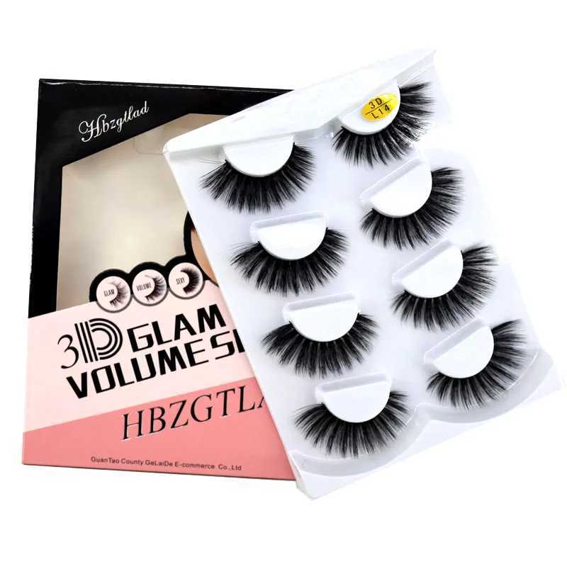 HBZGTLAD 4 pairs of natural false eyelashes false eyelashes long makeup 3D mint eyelashes extended eyelashesW241024