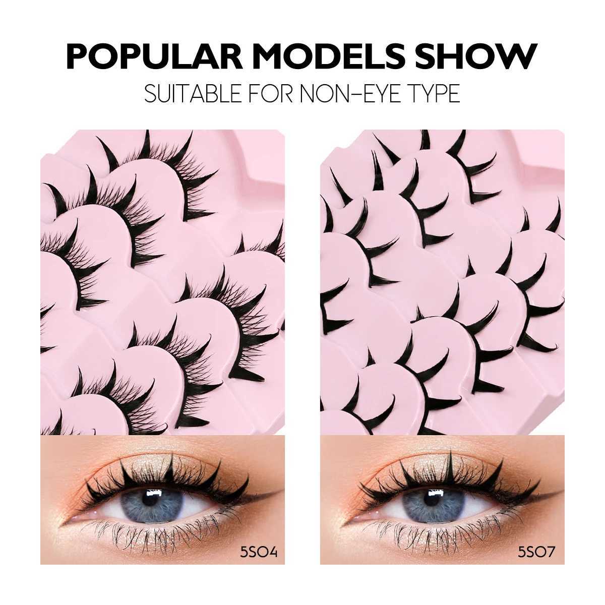 Groinneya new manga eyelashes soft natural eyelashes devil eyelashes manga eyelashes daily date makeup eyelashes Wispy eyelashesW241024