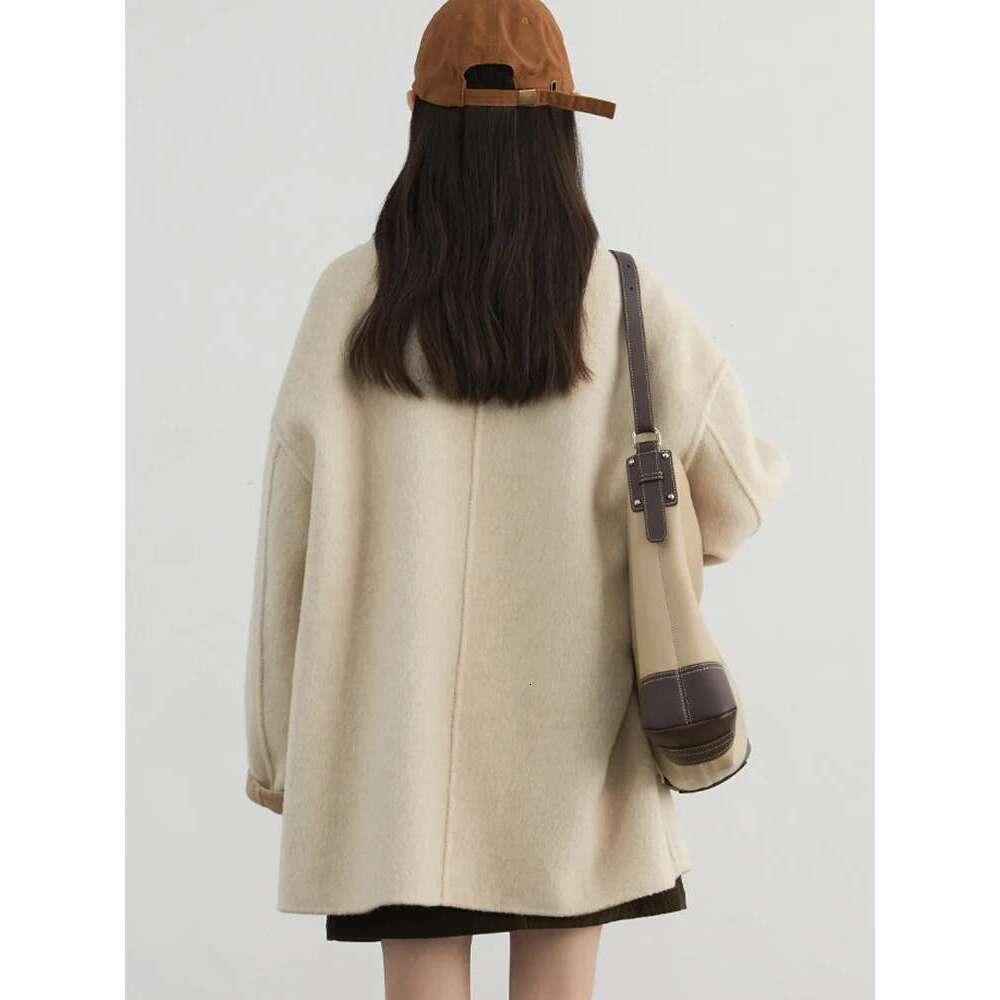 CHIC VEN Women Woolen Coat Single Breasted Loose Casual New Double-Sided Female Short Jacket Ladies Clothes Autumn Winter 2024