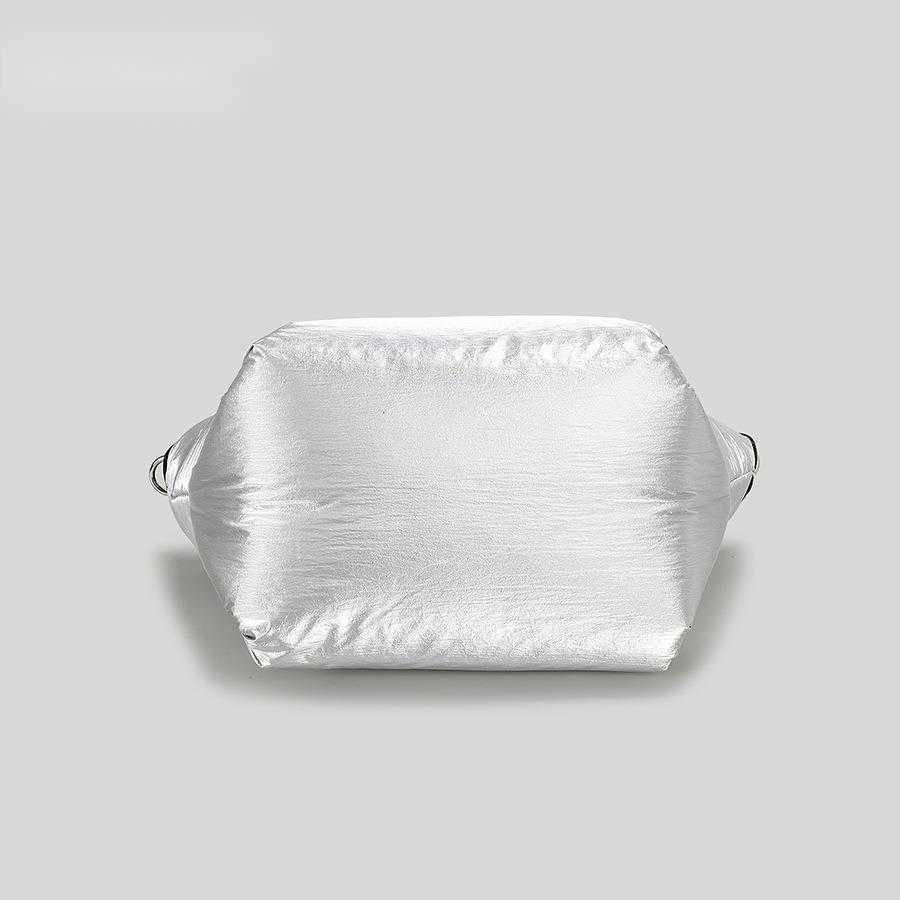 silver glossy cotton suit tote bag, high-end solid nylon handbag, small one shoulder crossbody 241015
