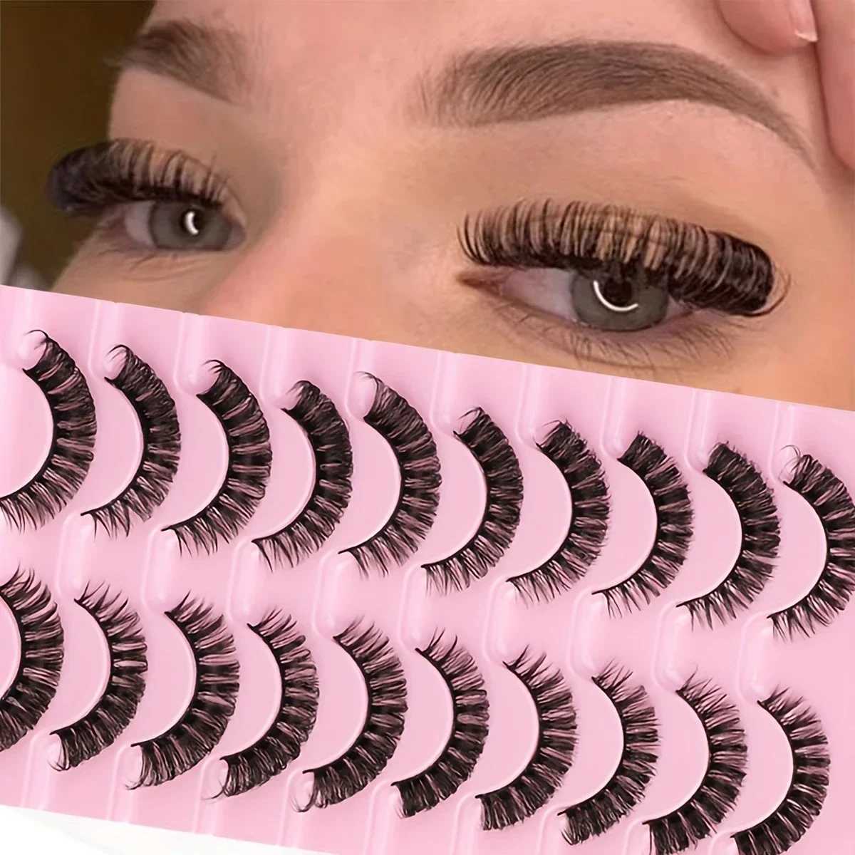 10 pairs of Russian striped eyelashes DD curly false eyelashes fluffy Wispy faux mink bagW241024