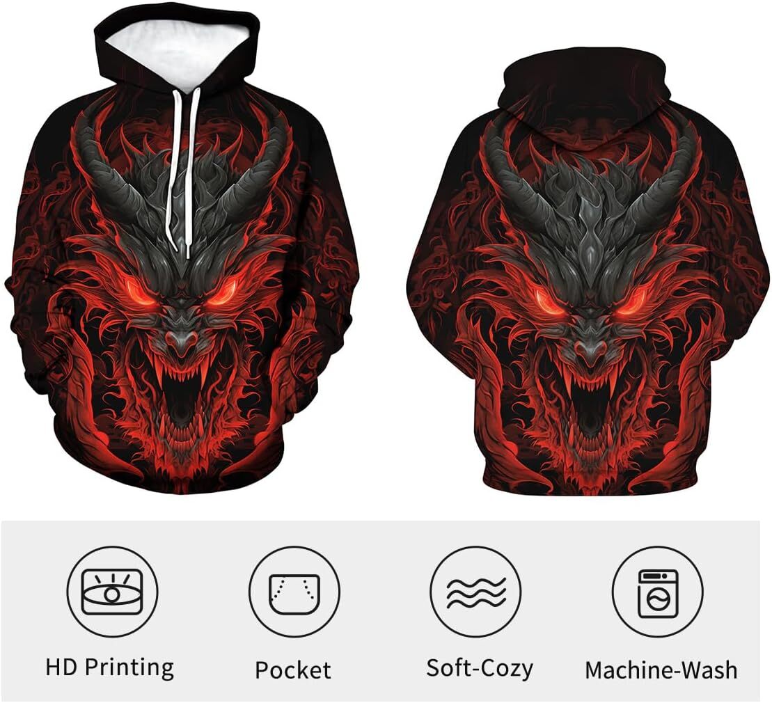 Hoodie for Mens Womens Mens Novel Dragon Hoodie 3D Print Graphic Hoodies Casual Cool Sweatshirt Pullover Graphic Hoodies all-match sweatshirt Pullover