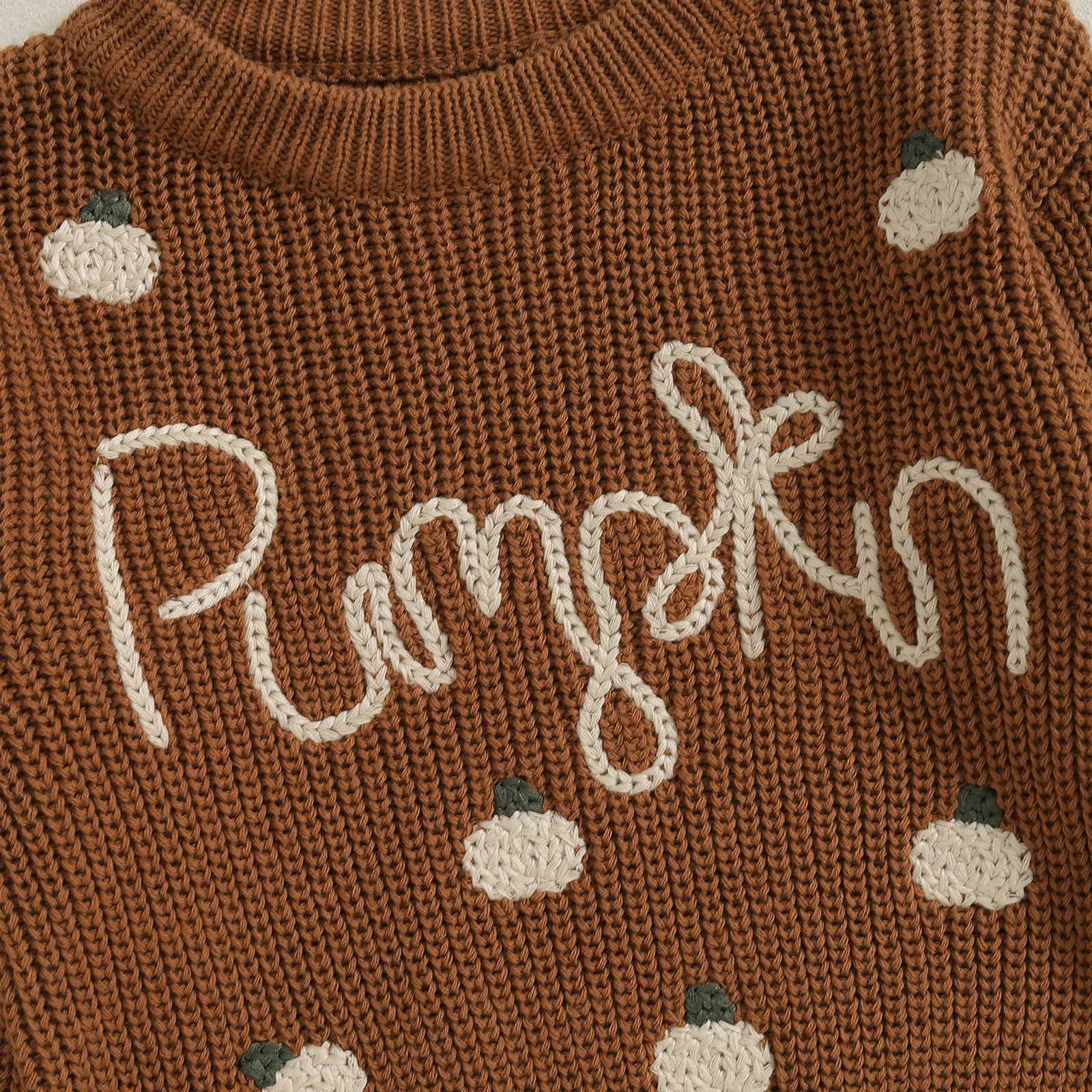 Baby Pumpkin Printed Pullover Halloween Sweater Baby Long Sleeve Letter Embroidered Jumping Childrens Knitted Sweater W241025