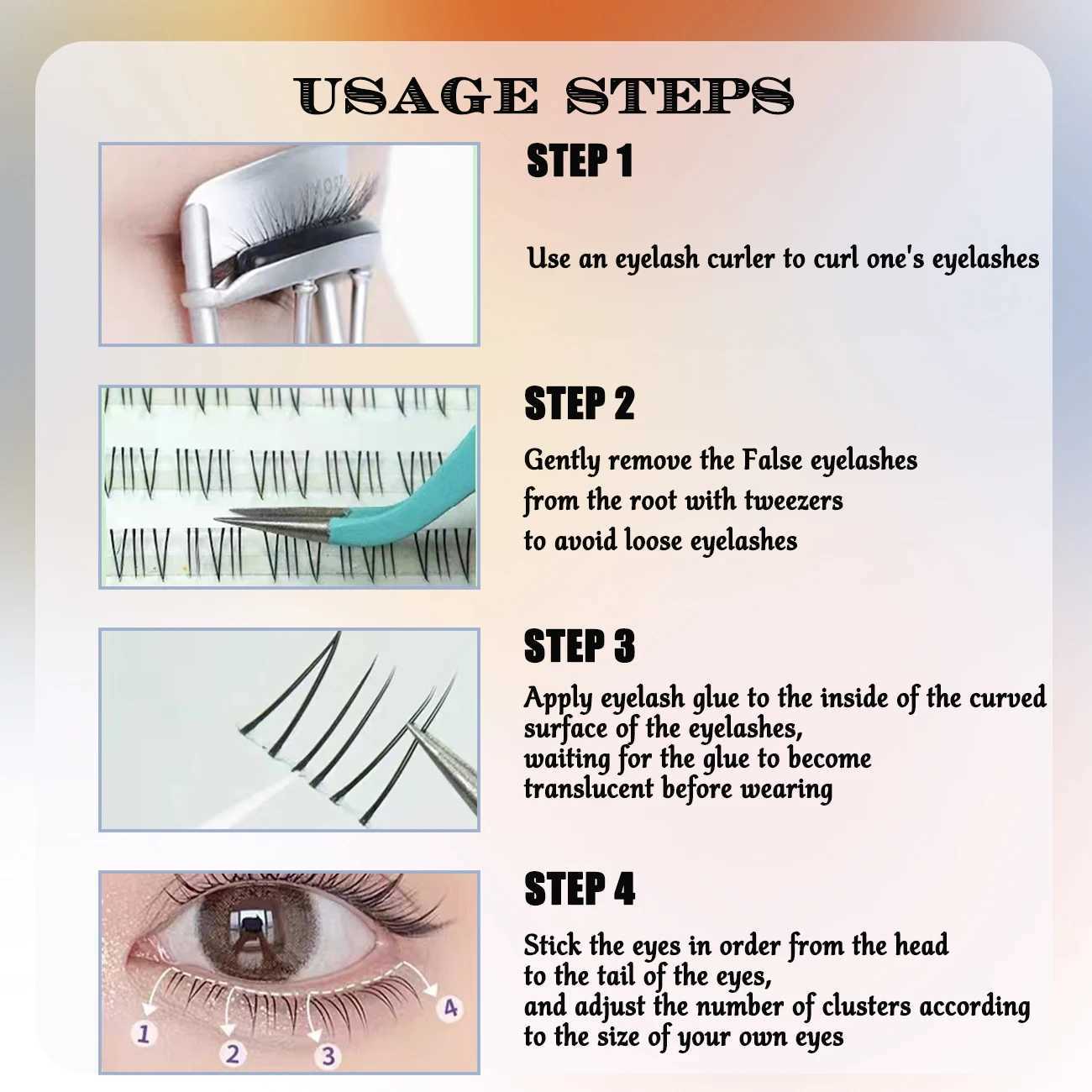 V-shaped cluster false eyelashes with 10 rows of air sensing natural transparent eyelashes dry makeup extension tool for lower eyelashesW241024